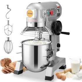 VEVOR Robot Pâtissier Commercial 18,7 L, Batteur sur Socle avec 3 Vitesses Réglables, Mixeur à Pâte 1100 W avec Bol en Inox e