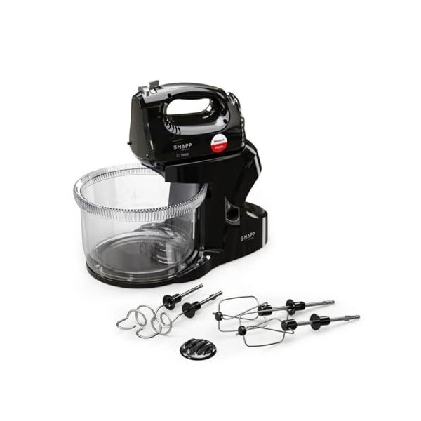 SMAPP 451.6 Küchenmaschine mit 3,3L Rührschüssel - 580W Motor - Schwarz, inklusive Misch- und Schneebesenaufsätzen und Blende