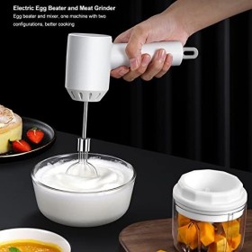 Hachoir à Ail électrique Portable sans Fil, Batteur à œufs Multifonctionnel pour la Cuisine WHITE 