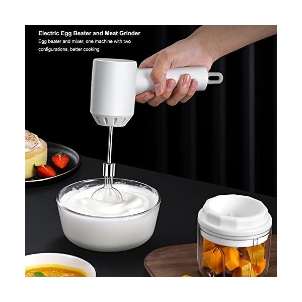 Hachoir à Ail électrique Portable sans Fil, Batteur à œufs Multifonctionnel pour la Cuisine WHITE 