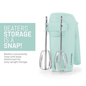 Elite Gourmet EHM003M Batteur à main électrique 5 vitesses, très puissant, avec 2 grands fouets en acier inoxydable, pour pré