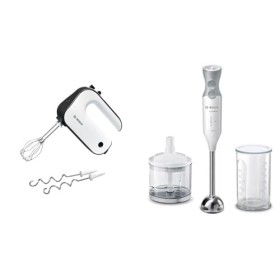 Bosch Batteur Styline MFQ4020 – Batteur à main polyvalent avec fouets et crochets pétrisseurs & Mixeur Plongeant ErgoMixx MSM