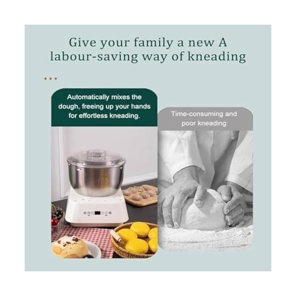 Machine à pâte électrique avec fonction de fermentation, mélangeur de farine de pâte en acier inoxydable de 5 L, machine à pé