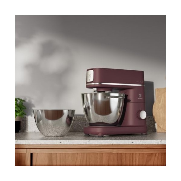 Electrolux E6KM1-4DRT, assistant de cuisine, avec 6 et 4 litres, avec fouet de cuisine, 1200W, rouge, acier inoxydable