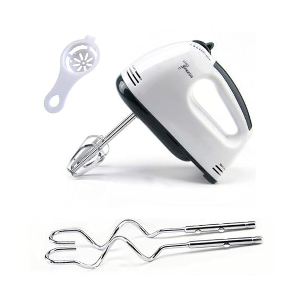 Batteur manuel 7 vitesses, batteur manuel 300 W, fouet et crochet pétrisseur en acier inoxydable & séparateur de protéines, s