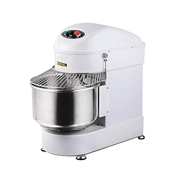 Buffalo Pétrin à spirale 1,1 kW 20 litres, blanc, capacité de pâte maximale : 8 litres, vitesse unique, crochet pétrisseur SS