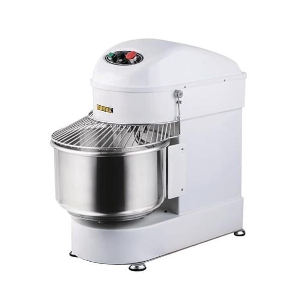 Buffalo Pétrin à spirale 1,1 kW 20 litres, blanc, capacité de pâte maximale : 8 litres, vitesse unique, crochet pétrisseur SS