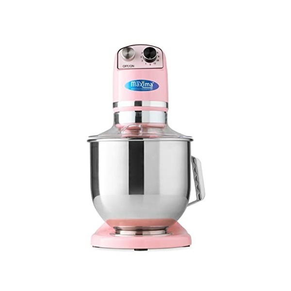 Mixeur Planétaire 7 L Jusquà 2 Kg Pâte Rose Pastel - Bol Mixeur Inox - 11 Vitesses - Robot Pâtissier - Batteur sur Socle - R