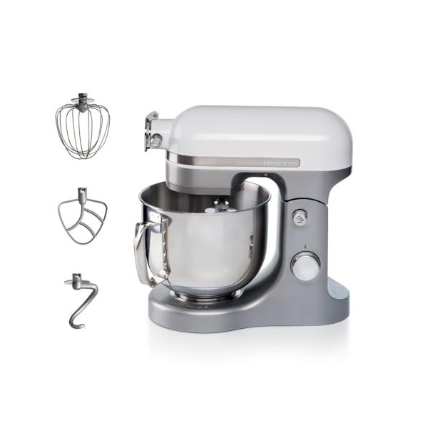 Ariete 1589 Robot pâtissier Moderna à mouvement planétaire, 1600 watts, 11 vitesses, 5,5 litres, 3 accessoires pour pétrir, m