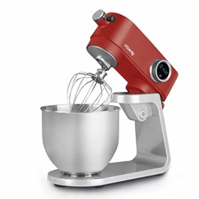 H.Koenig Robot Pétrin Professionnel Multifonctions 5L KM124 Inox rouge mat Puissant 800W, Robot Cuisine Pâtissier Pétrin 8 vi