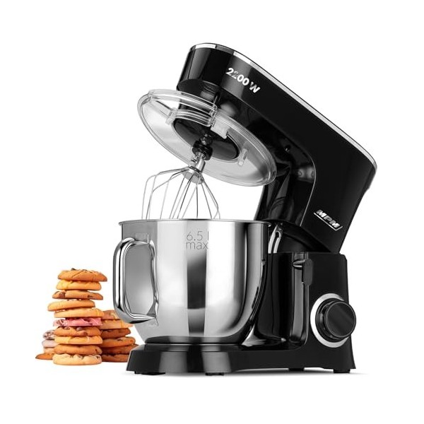 MPM MRK-19 Robot de Cuisine Boulangerie Professionnel Mixeur Pétrin Pâtissier Orbital, 2200W Max. 6,5L Bol en Acier Inox, 6 V