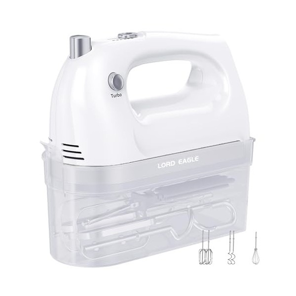 Lord Eagle Batteur Electrique, 300W Mixeur de puissance la cuisson du gâteau à la crème aux oeufs, Turbo + 5 vitesses + bouto