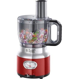 Russell Hobbs Robot Cuisine Multifonction 2,3L, Hâche, Mixe, Tranche, Râpe, Compatible Lave-Vaisselle, Design Vintage - Rouge
