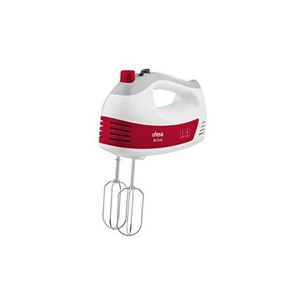 Ufesa BV4650 Batteur Electrique, 400 W de Puissance, 5 Vitesses + Turbo, Bouton pour Éjecter les Accessoires, 2 Fouets et 2 C
