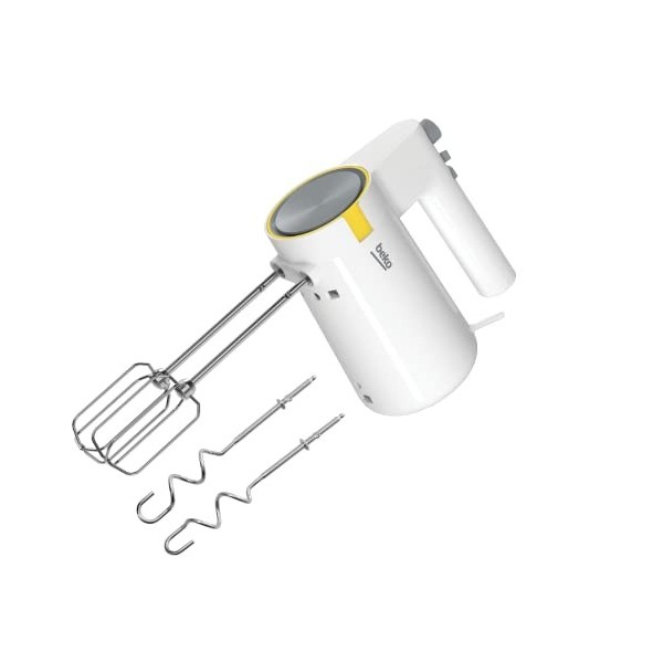 Batteur - Puissance : 425 W - 5 vitesses + Turbo - Fouets + crochets en acier inoxydable résistants au LV - Bouton d’éjection