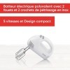 SEVERIN Batteur électrique 200 W, Fouet électrique compact avec 5 vitesses, Batteur mixeur livré avec 2 fouets et 2 crochets 