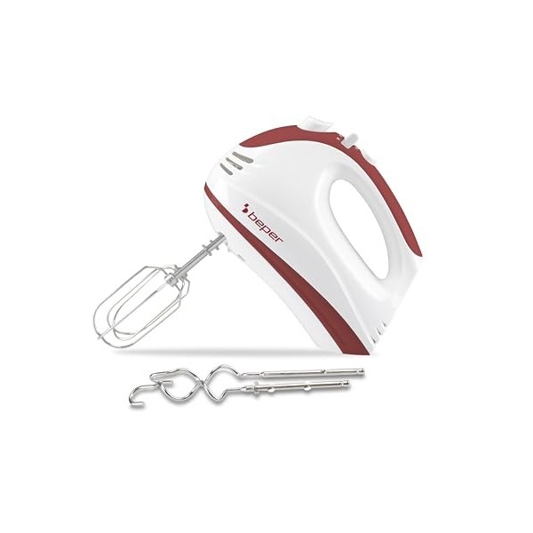 BEPER P102SBA007 Batteur rechargeable sans fil,20W,2 Fouets en Acier inoxydable, 5 Vitesse, Unique Touche de Fonctionnement, 