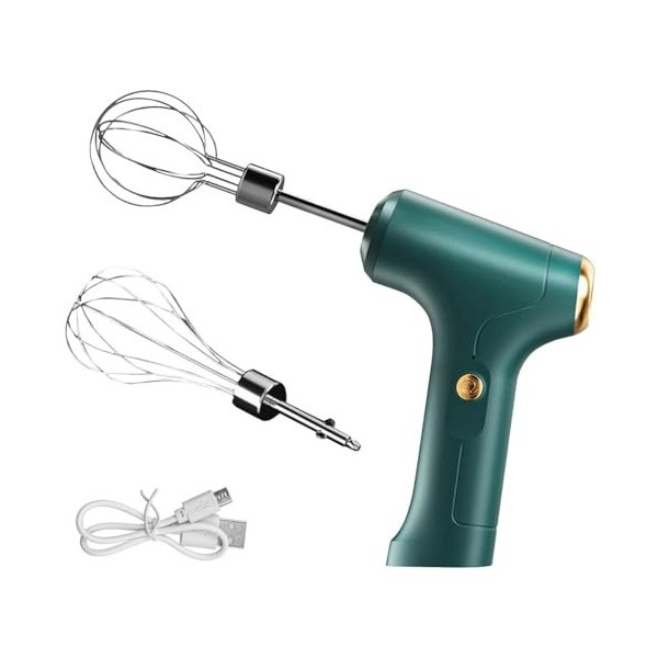 Namvo Mini batteur à main portable rechargeable par USB avec 2 fouets amovibles pour la cuisine, la pâtisserie et les aliment