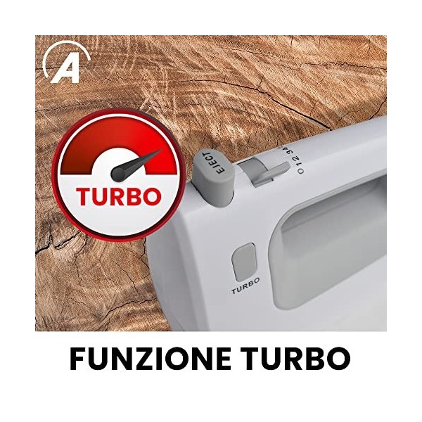 Ardes ARSBAT01 SPINNY Mélangeur électrique 5 vitesses et turbo avec kit batteur pour pétrir, fouetter et fouetter 200 W