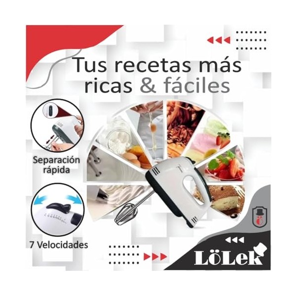 Mélangeur à tige batteur à main 2 en 1 pétrisseur 260 WATTS 7 vitesses batteur doeufs lait pâtisserie pâtisserie bolleria pa