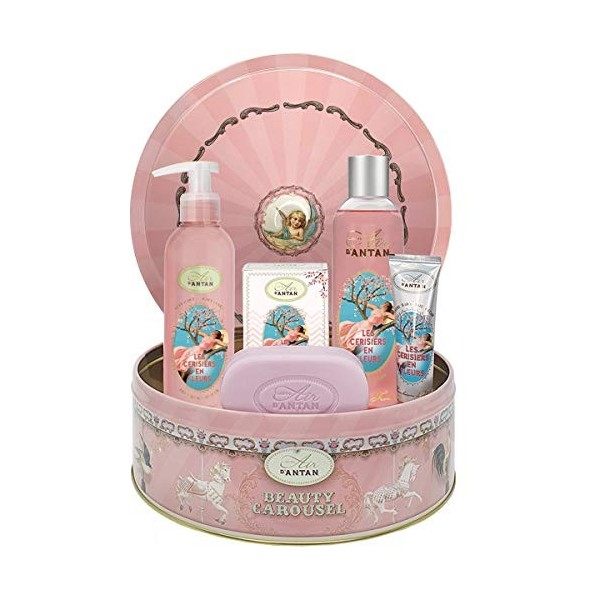 Coffret Cadeau Femme Soin 1 Gel Douche 250ml, 1 Creme Main 25ml, 1 savon 100g, 1 Lait Corps/Parfum Fleurs de cerisiers/Un Air