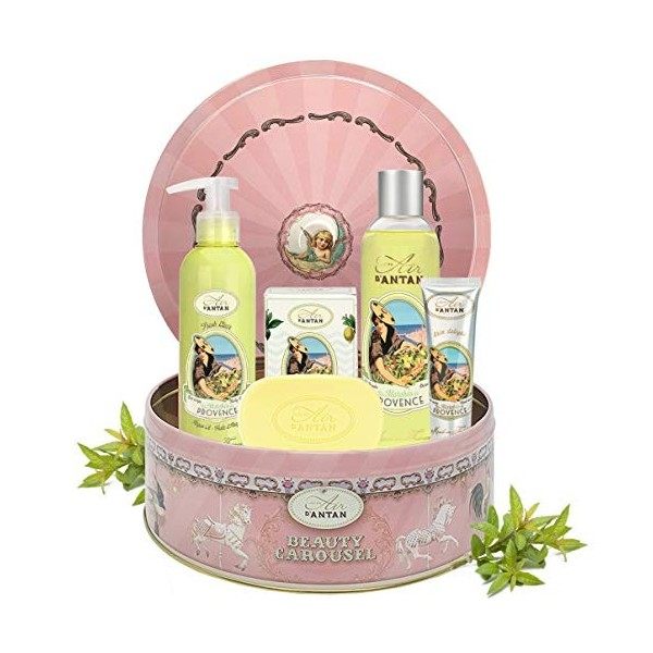 Coffret Cadeau Femme Soin 1 Gel Douche 250ml, 1 Creme Main 25ml, 1 savon 100g, 1 Lait Corps/Parfum Fleurs de cerisiers/Un Air