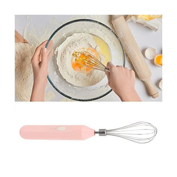 Batteur Électrique Sans Fil, Fouet Électrique Portable pour la Cuisson à la Maison Rose 