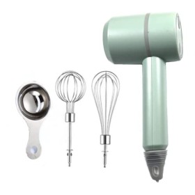 Batteur à main, mélangeur électrique portable sans fil, rechargeable par USB à 3 vitesses, avec deux fouets et séparateur dœ