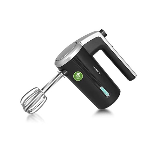 EMERIO HM-126681.1 Mixeur à main sans fil avec 2 agitateurs 3 vitesses 2000 mAh/7,4 V Sans BPA Indicateur de niveau de batter