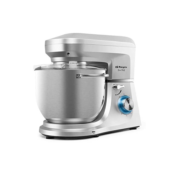 Orbegozo AM 8000 - Mélangeur, 7 l, 6 vitesses, mouvement planétaire, cuve en acier inoxydable, tête inclinable, moteur CA, 18