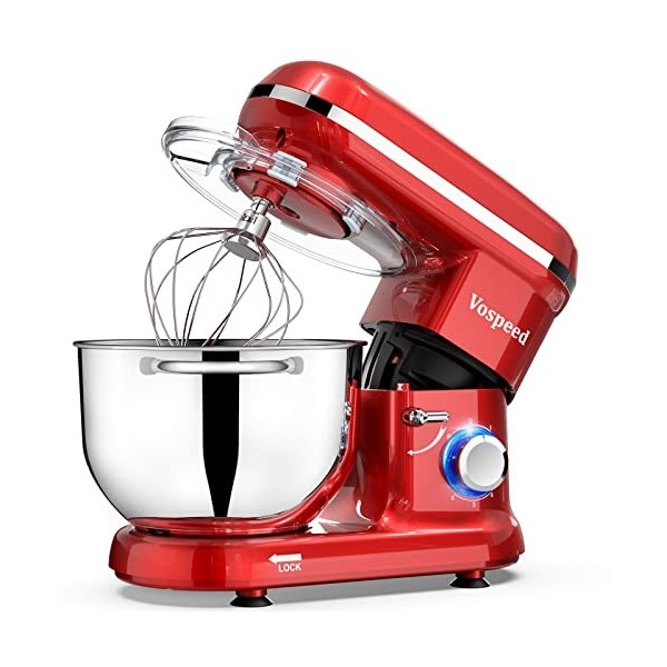 Vospeed Robot Patissier 1500W, 6QT Gateau Mélangeur Électrique Cuisine Avec Acier Inoxydable Bowl, Batteur, Crochet Pétrisseu