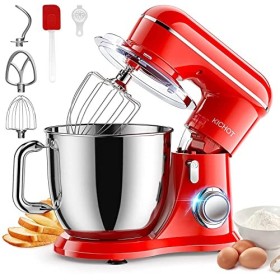 KICHOT 4.5L Robot Pâtissier, 1300W 10Vitesses Robot de Cuisine Multifonction, Robot Mixeur Pâtisserie, Bol dAcier Inoxydable