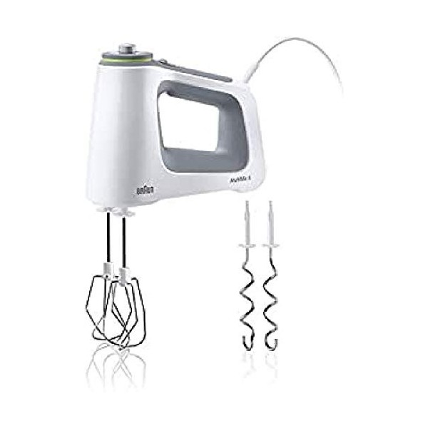 Braun HM5100WH Batteur avec Fouet/Pétrin amovibles Blanc/Gris 0,6 L 750 W
