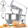 Robot Petrin, Robot Pâtissier Multifonctions de Cuisine, 6 Vitesses Robot Pétrin a Pain avec Bol, 4.8L Robot Patissier Puissa