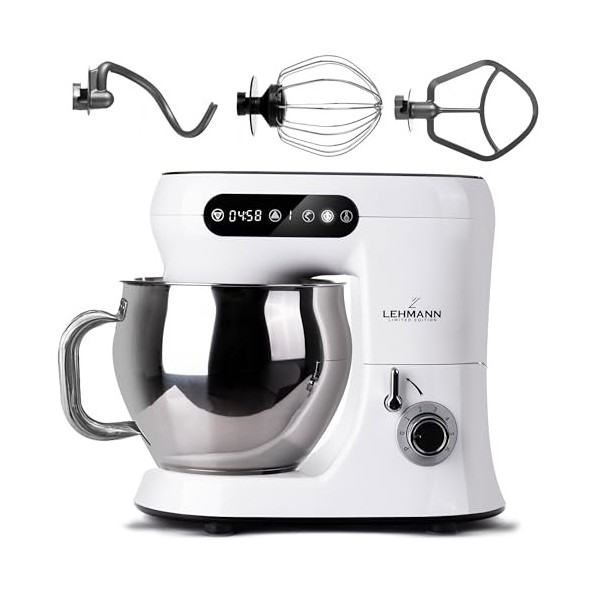 Lehmann Machine de cuisine premium avec affichage électronique | Batteur multifonction avec bol en acier inoxydable de 5 L | 