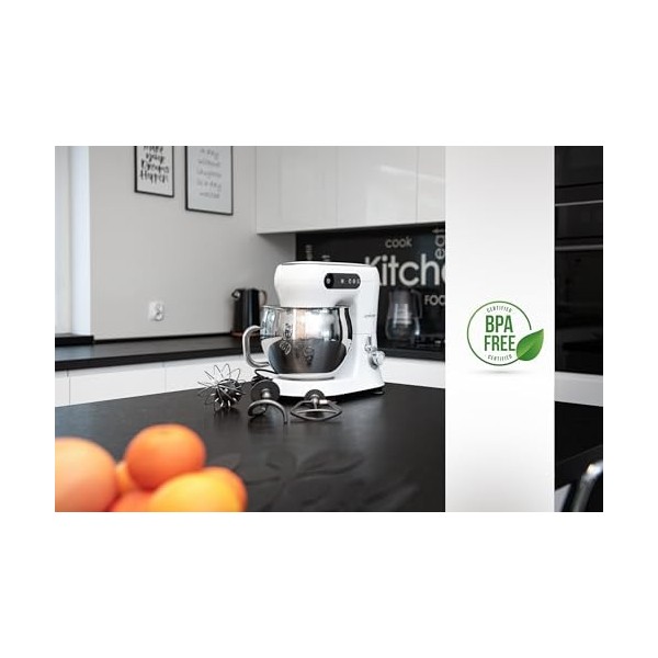 Lehmann Machine de cuisine premium avec affichage électronique | Batteur multifonction avec bol en acier inoxydable de 5 L | 