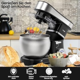 Iceagle Robot Patissier 6 L - 1500W Robot Batteur Électrique Cuisine - Petrin avec 6 Vitesses, Crochet Pétrisseur, Batteur, F