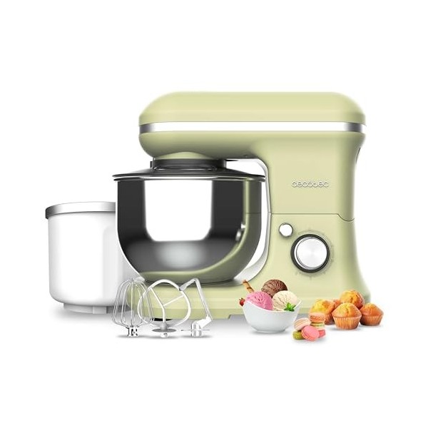 Cecotec Batteur Mélangeur Cecomixer Merengue 5L 1200 Ice-Cream Vert. 1200 W, Bol en Acier Inoxydable de 5 L et Accessoires po