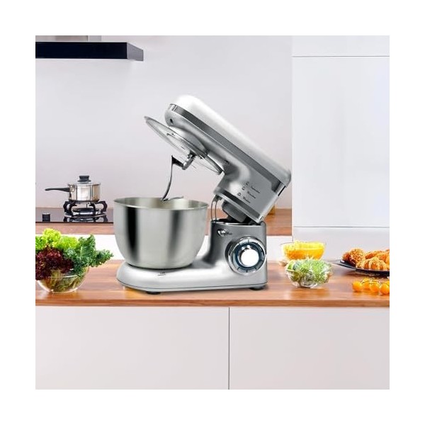 Avilia Pétrisseur planétaire, grand bol en acier de 4,5 L, équipé de 3 outils de mélange, puissance 1000 watts, vitesse x6 + 
