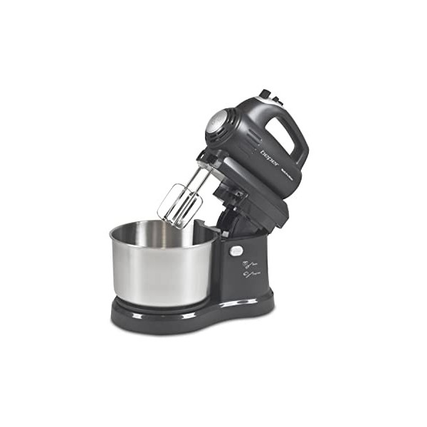 Batteur avec Bol Rotatif 5 Vitesses, Noir/Inox, 2.8 L, 300 W