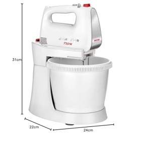 MPM MMR-20Z Mélangeur à Pâtisserie avec Bol Rotative 3L, sans BPA, Robot Pâtissier Boulangerie Cuisine, 5 Vitesses + Turbo, T