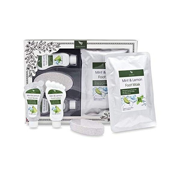 Coffret cadeaux de soin de noel pour les pieds - Kit Spa - Exfoliant à la Menthe et au citron, lotion pour pied, masque des p