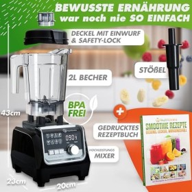 NUTRI-BLENDER MAX+ Blenders with Verseuse 2000W Mixeur Stand Mixeur Smoothie Mixeur Mixeur Professionnel - 2L Tritan, Sans BP