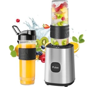 Blender Smoothie 500 W, Mixeur Blender avec 2 Bouteilles Tritan Portables de 570 ml, Mixeur Smoothie sans BPA avec 4 Lames en