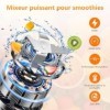 Blender Smoothie 500 W, Mixeur Blender avec 2 Bouteilles Tritan Portables de 570 ml, Mixeur Smoothie sans BPA avec 4 Lames en
