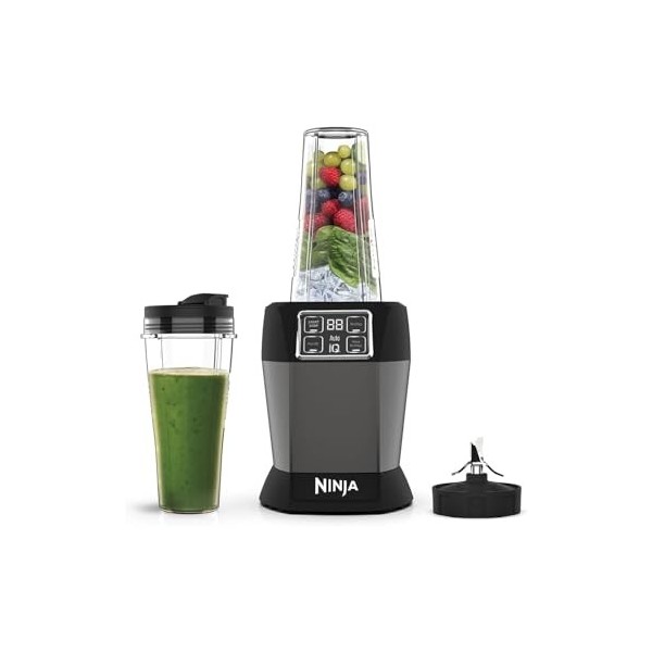 Ninja Mixeur avec 2 programmes automatiques : Blend & Max Blend, réglage des impulsions, 2 gobelets de 700 ml avec couvercles