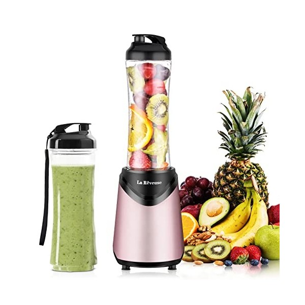 La Rêveuse Mixeur Blender avec 2 Bouteilles BPA-Free Portables de 550ml Mini Blender électrique Multifonctionnel pour Smoothi