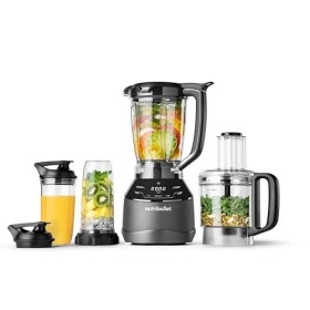 NutriBullet triple Prep System, mixeur électrique, blender multifonction, puissance 1500 watts, 3 appareils, noir, NBF580B