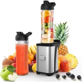 Enfmay Blender Mixeur, Mini Blender Smoothie 350W avec 2 Bouteilles Portables 600ml, Lames en Acier Inox, Mixeur Portable ave