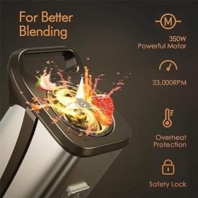 Enfmay Blender Mixeur, Mini Blender Smoothie 350W avec 2 Bouteilles Portables 600ml, Lames en Acier Inox, Mixeur Portable ave